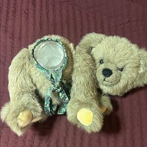 Handmade Teddy Bear secret compartment - Light Brown with Floral